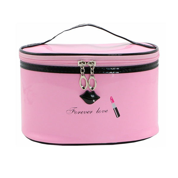 Colorful Large Shiny Pu Leather Cosmetic Make Up Bag with Compartments