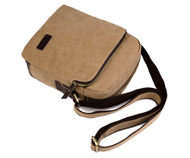 Small mens canvas documents briefcase shoulder bag