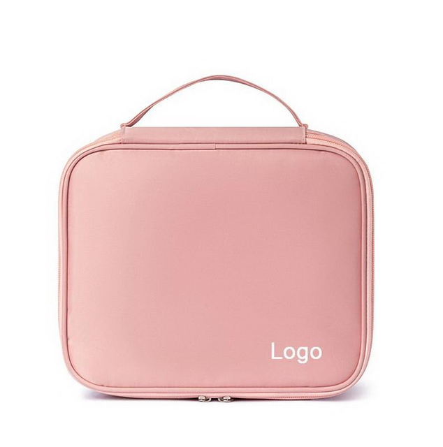 Custom Logo Women Waterproof Toiletry Train Case Girls Pink Color Makeup Bag Organizer Cosmetic for Travelling