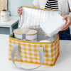 Plaid Thermal Cooler Bags Insulated Lunch Bag For Picnic With Handbag Design