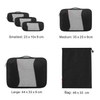 Black Waterproof Packing Cubes for Travel Hot Sell 6 Pcs Set Breathable Luggage Packing Organizers for Outdoor Travelling