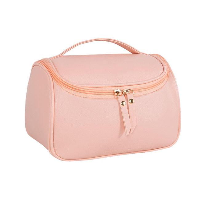 Fancy Pink High Quality Custom Color Make Up Tool Zipper Organizer PU Leather Cosmetic Bags Makeup Bag