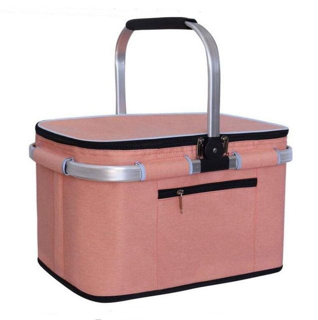 Waterproof Outdoor Foldable Food Insulated Bag Thermal Travel Collapsible Aluminum Framed Picnic Basket Cooler Bag