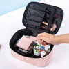 Custom Double Layer Makeup Travel Bags Water Resistant Pu Leather Cosmetic Bags Clear Pvc Cosmetic Cases