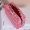 Custom Pu Leather Portable Cosmetic Pouch Bag Water Resistant Make Up Organizer Bag with Zipper Travel Toiletry Pouch