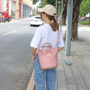 Young Lady Girls Travel Shopping Cotton Canvas Tote Handbag with Shoulder Strap Custom Canvas Bucket Bag
