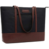 Womens Lightweight Water Resistant Nylon Shoulder Messenger Bag Laptop Tote Bag With Leather Handles