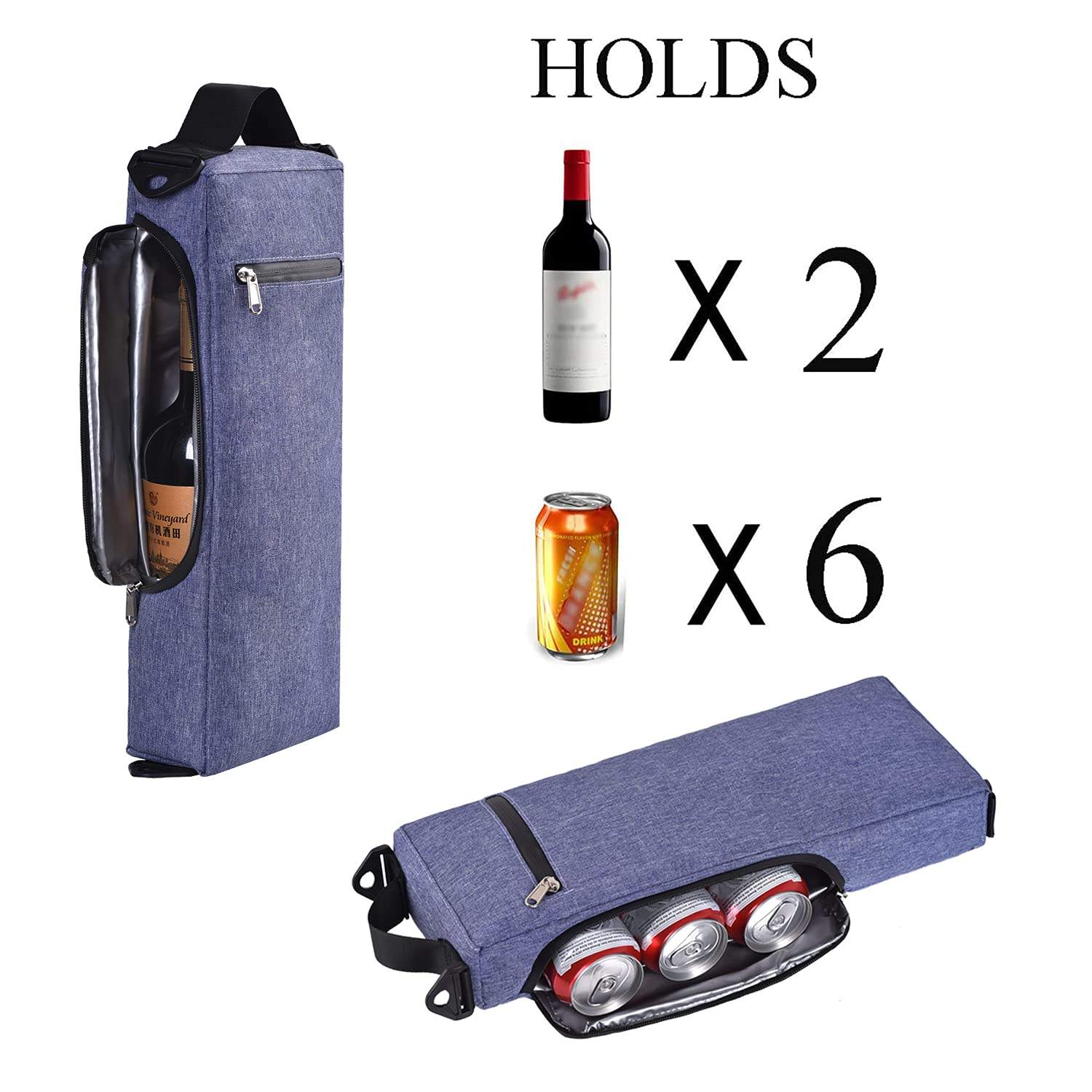 Leak proof 6 Cans Beer Cooler Thermal Bag Golf Insulated 2 Bottles of Wine in Your Golf Bag