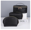 Bathroom Water Resistant Black Leather Make Up Bags Small Fit in Duffel Bag 2 in 1 Cosmetic Bag Set Transparent