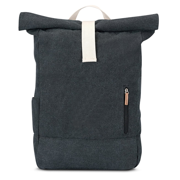 Cotton Canvas Rucksack with Organized Inner Pockets Rolltop Vintage Backpack