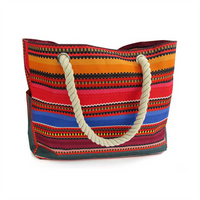2025 Fashion Summer Canvas Tote Beach Bag with Zipper And Rope