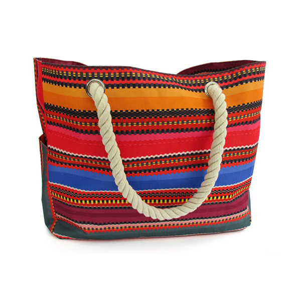 2025 Fashion Summer Canvas Tote Beach Bag with Zipper And Rope