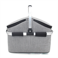 Foldable Basket Aluminum Framed Picnic Cooler Tote Bag Picnic Basket Bag