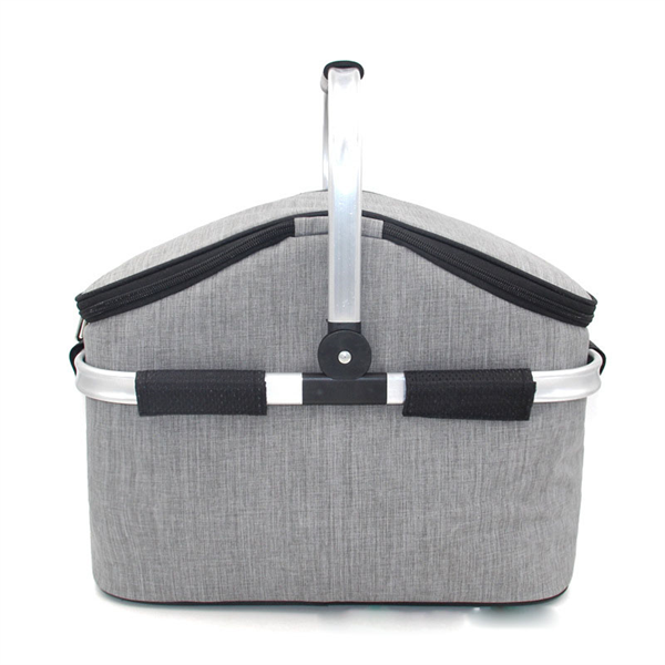 Foldable Basket Aluminum Framed Picnic Cooler Tote Bag Picnic Basket Bag