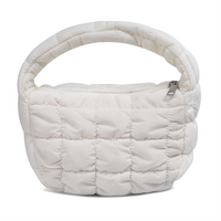 Mini Waterproof Nylon Puffy Bag with Thick Padded Down Portable Quilted Lightweight Small Puffer Tote Bag