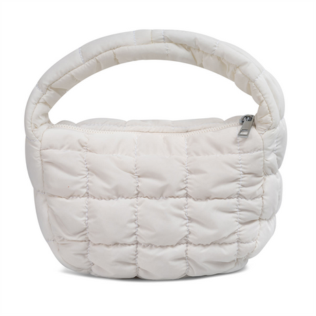 Mini Waterproof Nylon Puffy Bag with Thick Padded Down Portable Quilted Lightweight Small Puffer Tote Bag