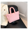 2025 Padded Quilted Tote Bag Women Casual Space Feather Puffy Handbag Warm Cute Winter Tote Bag