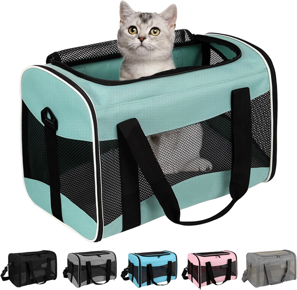 Pet Carrier Handbag Travel Bowl Padded Strap Dog Carrier Mesh for Small Dogs Cats Pet Bag for Hiking Travel Camping Outdoor
