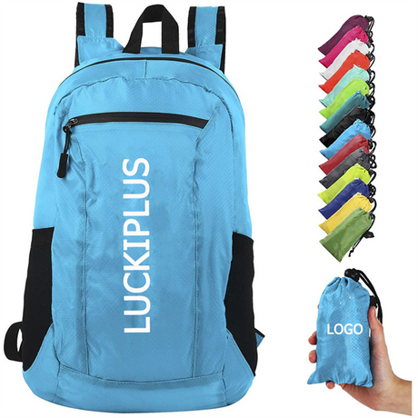 Custom Recycled Plastic Bottle Backpack Foldable Outdoor Hiking Camping Daypack Collapsible 