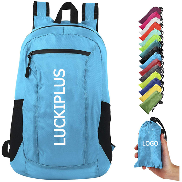 Custom Recycled Plastic Bottle Backpack Foldable Outdoor Hiking Camping Daypack Collapsible 