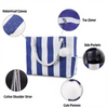 Manufacturer Navy Blue Stripe Printed Thick Large Canvas Tote Bag for Shopping Big Capacity Tote Canvas Bag with Rope Handle