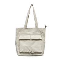 Canvas Shopping Tote Bag China Wholesale Ladies Shoulder Bag Handbag Men's Shoulder Vintage Bag for Women with Pockets