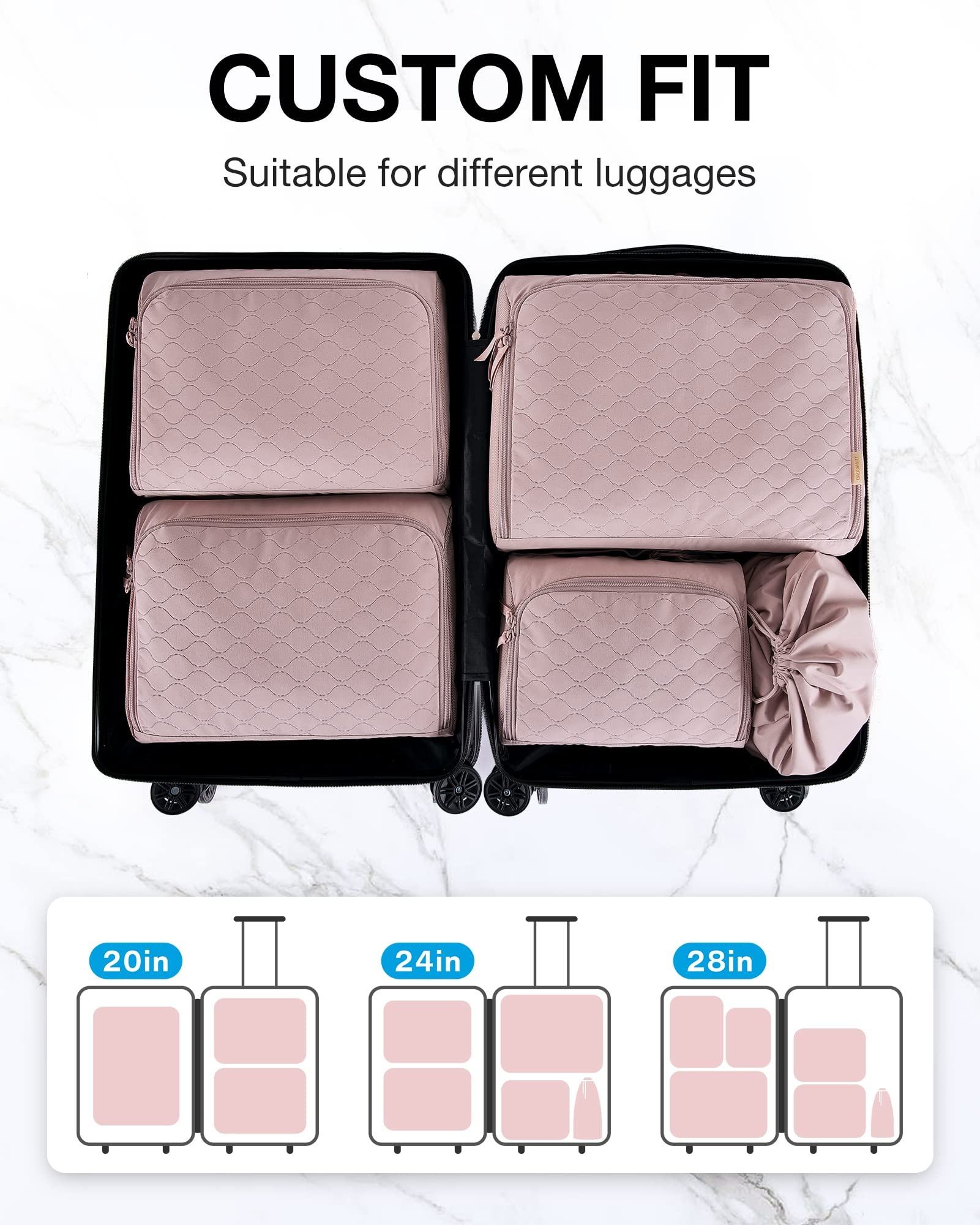 custom logo 6 piece trip cloth suitcase cubes luggage organizer bags underwear weekend compression packing cubes for travel