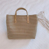 wholesale large cotton tote bag for women casual handbag tote bag with leather handle