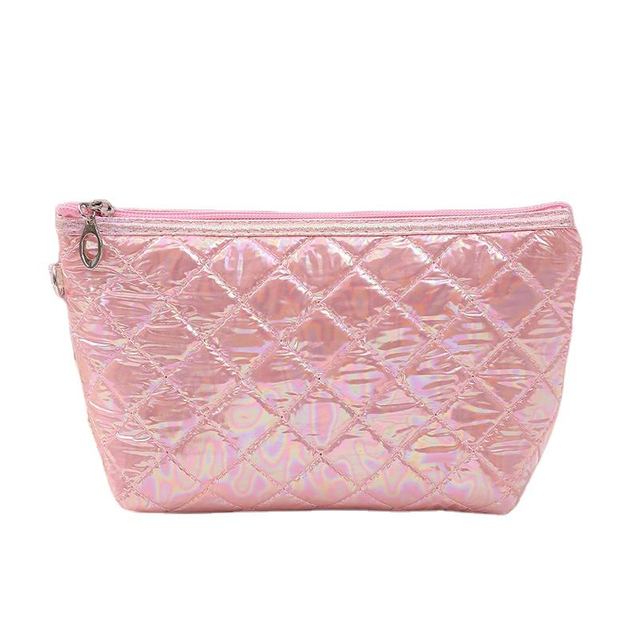 Makeup Pouch Mini Travel Cosmetic Pink Make Up Bag Pouch Holographic Makeup Pouch Puffer Cosmetic Bag