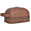 Water Resistant Lining Portable PU Leather Cosmetic Toiletries Dopp Kits Bag Man Accessories Make Up Pouch Cosmetic Bag