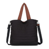 Lightweight Black Polyester Nylon Quilted Woman Mom Bags Quilting Shopping Handbag Puffer Tote Bag with Shoulder Strap