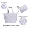Fashionable lightweight cotton puffy quilted waist bag for women gray pouch shopping puffy tote bag