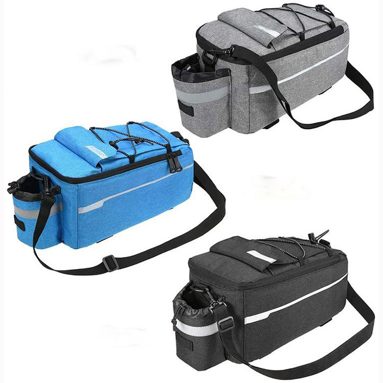 Custom Bicycle Seat Insulated Trunk Cooler Bag Bike Pannier Bag, Cycling Bicycle Luggage Rear Rack Bag With Water Bottle Holder