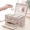 Faux PU Leather Jewelry Box Organizer Vintage Fashion Accessories Display Storage Case For Ladies