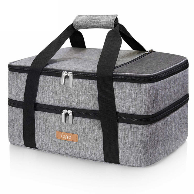 Double Layer Lunch Cooler Tote Delivery Cooler School Lunch Bag Heat Sealed Freezer Pack Lunch Bag Insulated
