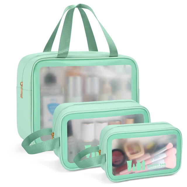 3pcs Waterproof Portable Girls Boys Hanging Cosmetic Toiletry Storage Bag Transparent Custom Logo Travel Cosmetic Bag Organizer