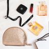 Large Pink Leather Hanging Toiletry Wash Bag Travel Make Up Organiser Rose Gold Cosmetic Bag For Women, Girls