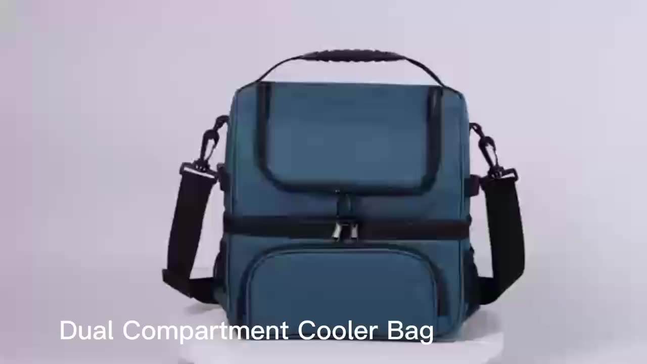 Wholesale Cooler Bag Heat sealed freezer pack lunch bag insulated marine thermal cooler bag two compartments with tableware holder