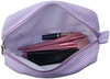 Eco Friendly Small Girls Women Make Up Pouch Wholesale Pink Cotton Seersucker Cosmetic Bag for Travel