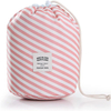 Hot Sale Drawstring Stripe Cosmetic Makeup Brush Bag Barrel Shaped Travel Makeup Organizer Bags for Women