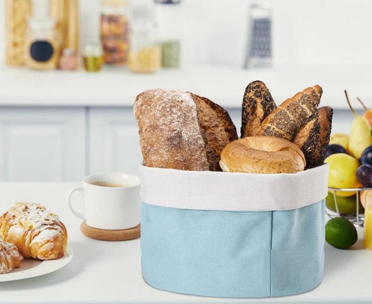 Eco Friendly Recycled Reusable Unbleached Washable Convertible Storage Bread Bag Cotton Bread Basket