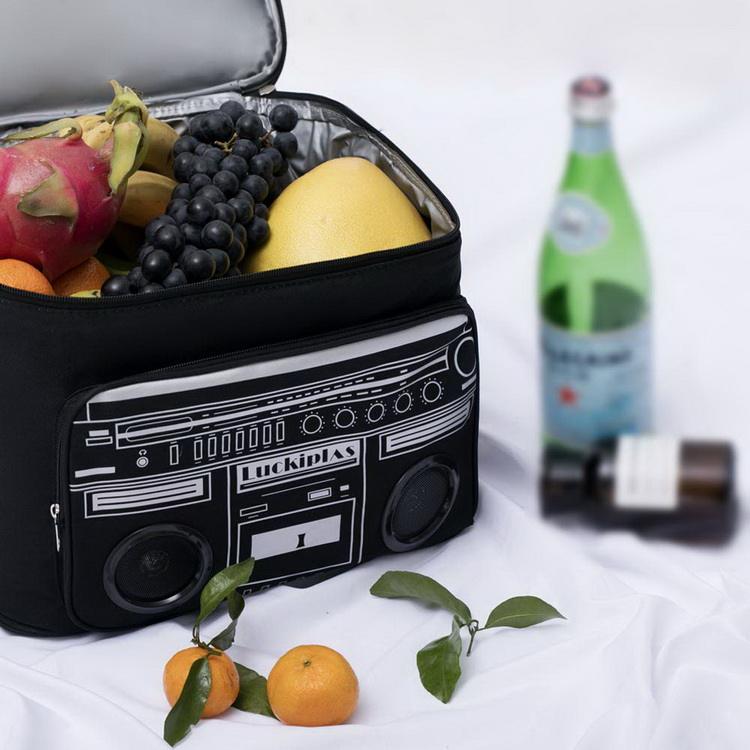 Insulated reusable grocery cooler bag shopping bags with speaker reusable freezer bag