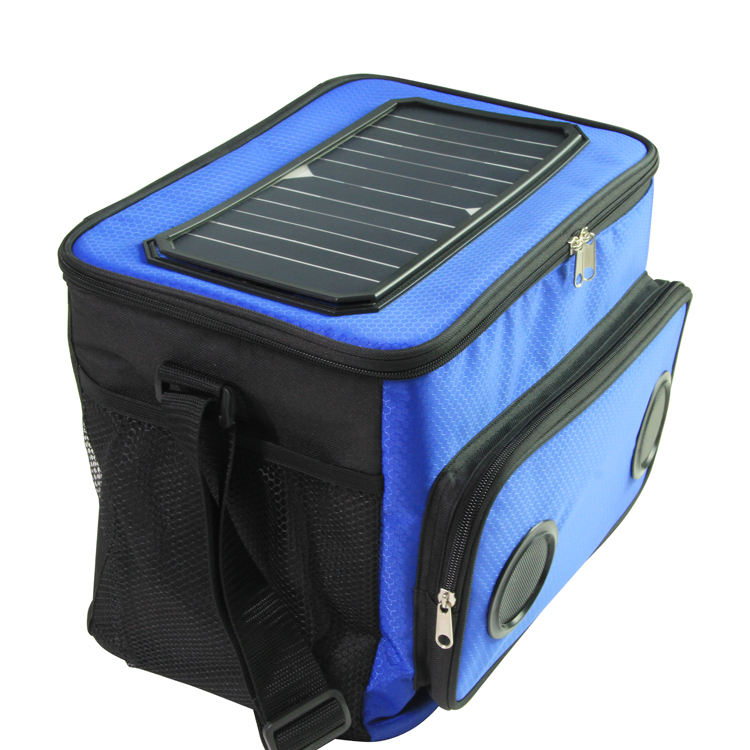 Outdoor insulated waterproof speaker cooler bag with solar panel