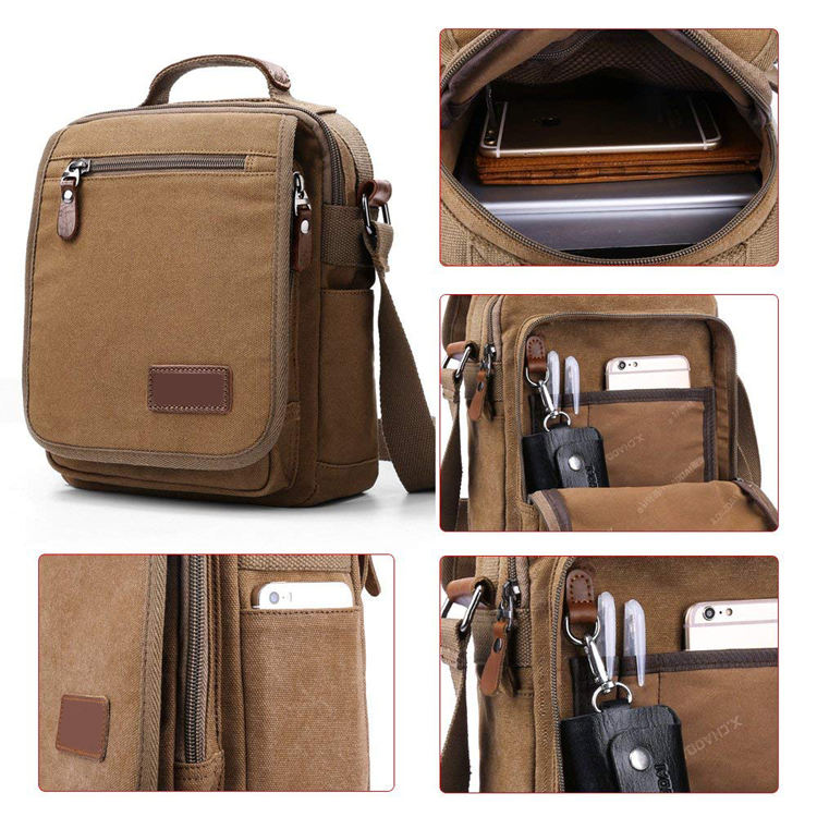 Durable canvas crossbody business shoulder messenger bag for travel