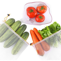 100% Biodegradable Eco Friendly Reusable Lightweight Washable Recycled Mesh Bags for Fruits and Vegetables