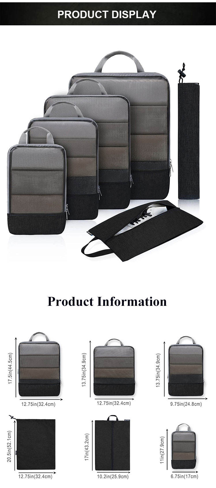 6 Set Compression Packing Cubes Bag Product Details