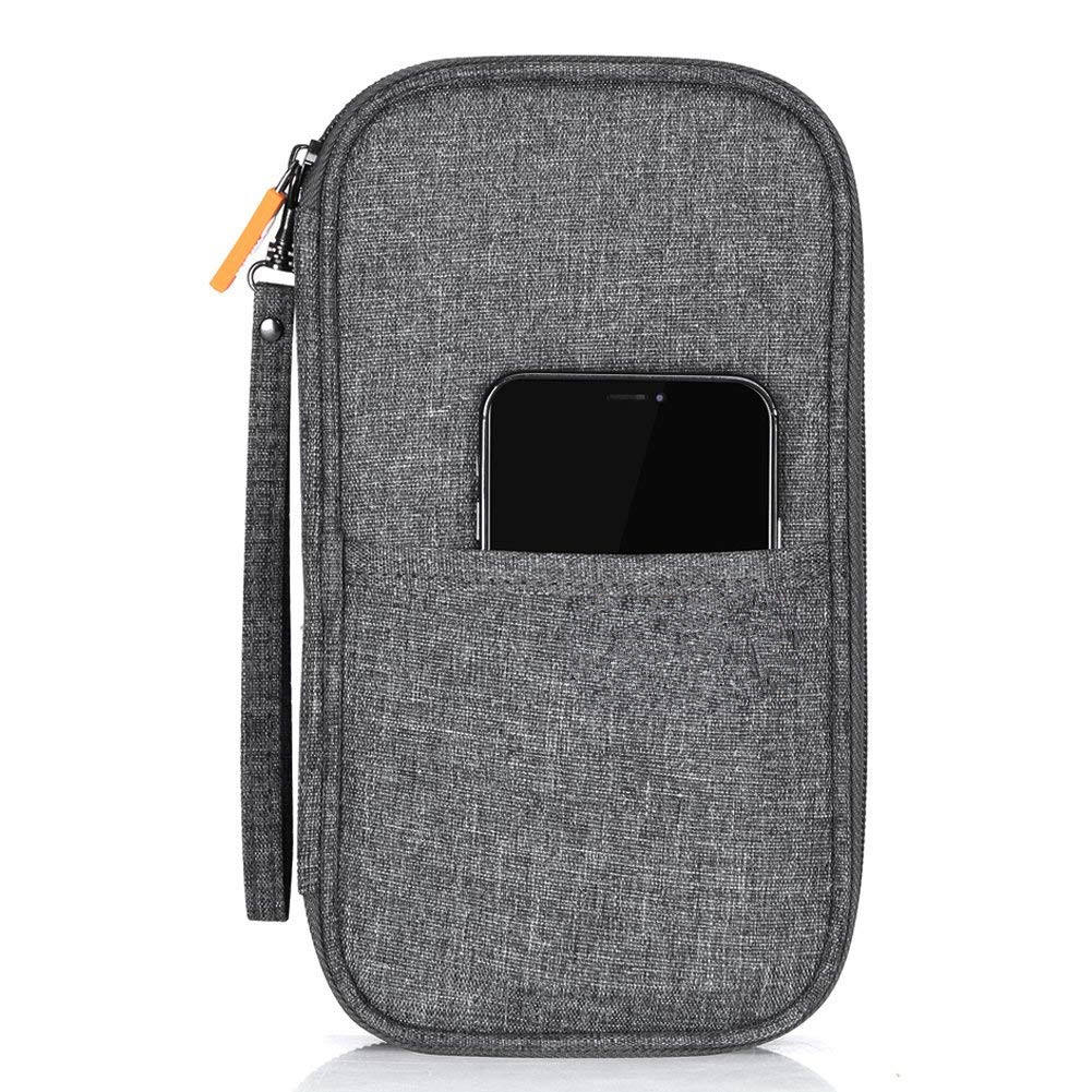 Travel Passport Wallet, Waterproof Family Passport Holder RFID Blocking Document Organizer Case with Hand Strap