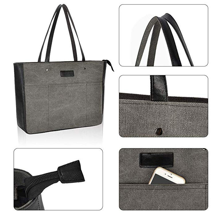 Women Canvas lightweight laptop tote bag office briefcase for work