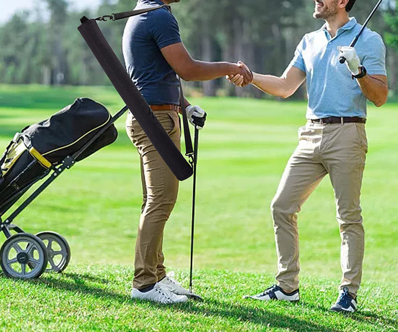 Long shape black thermal insulated cooler bag for men 7 can beer golf cola insulated sling cooler bag can cooler tube