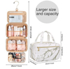 Customized Men Portable Folding Marble Leather Makeup Organizer Collapsible PU Leather Toiletry Cosmetic Bag Wome